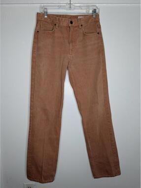 Zara Jeans Womens 4 Brown High Rise Straight Light Wash Denim Pants Casual